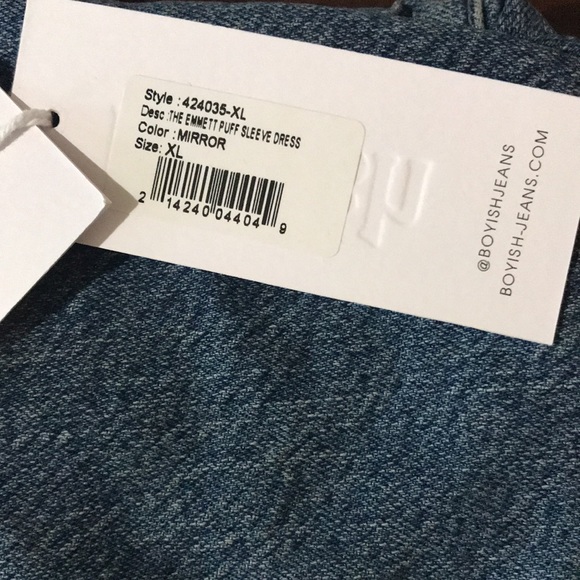 Boyish Emmett Puff Shoulder Denim Dress in “Mirror” Size XL - Picture 14 of 14